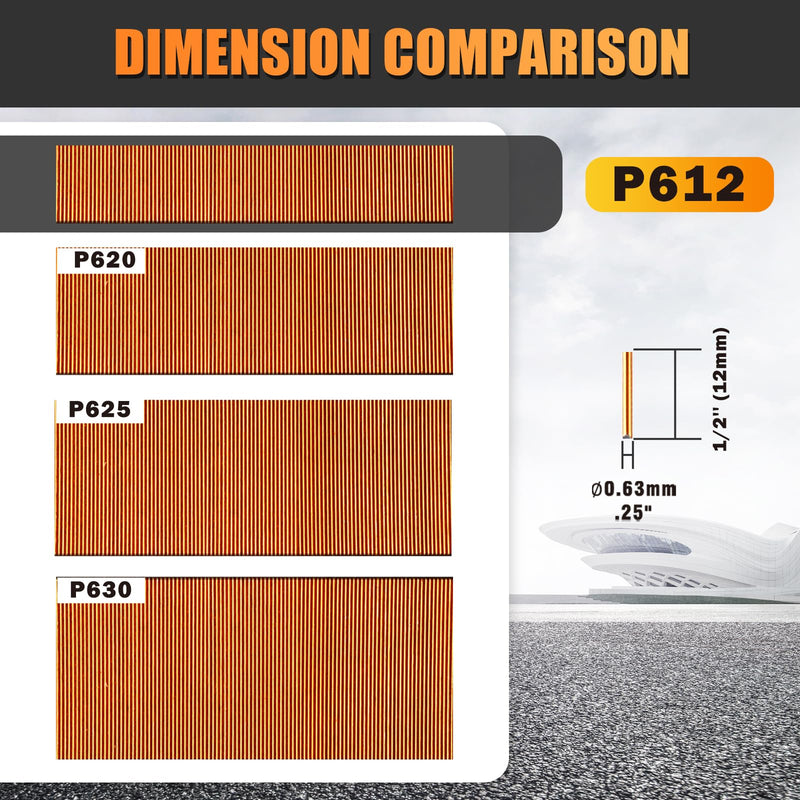 P612 Headless Pin Nails, 23 Gauge 1/2'' (12mm) Leg Length, Copper Coating, 10,000 PCS/BOX, Pin Nails & Fasteners for Pneumatic Pin Nailer Air Pin Nail Gun P612 Copper Pin Nails (1/2'', 12mm)
