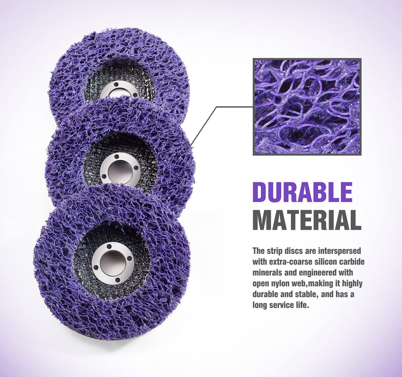 S SATC Strip Discs Abrasive 4'' x 5/8'' Purple Stripping Wheel for Angle Grinder 5PCS Grinders Power Tools for Clean and Remove Paint Rust and Oxidation 5 PCS 4'' x 5/8'' Strip Disc
