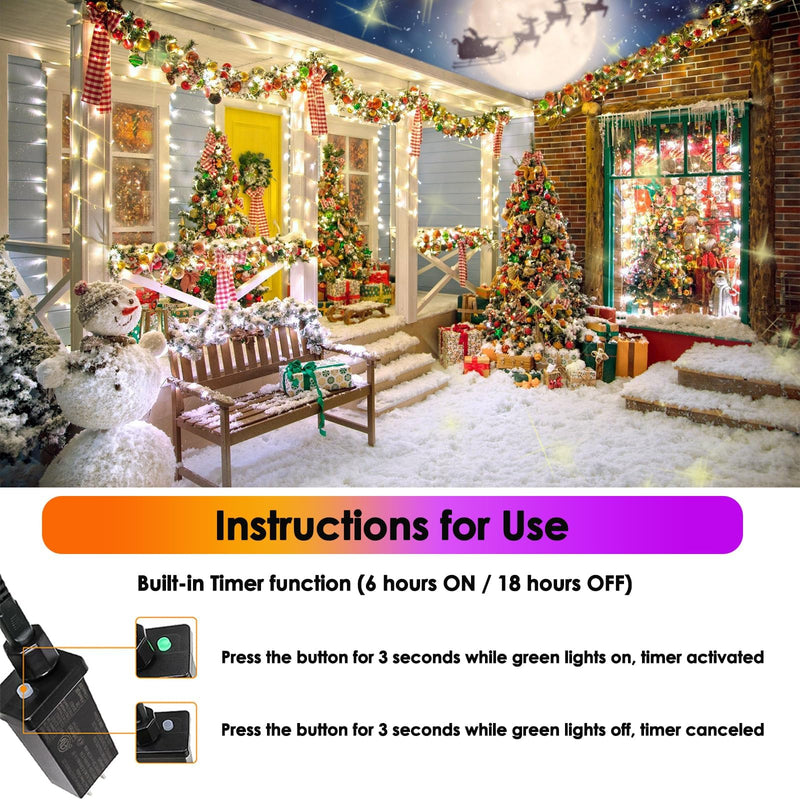 Extra-Long 66FT Christmas Lights Outdoor/Indoor, 200 LED Super Bright String Lights for Bedroom, Waterproof 8 Modes Plug in Twinkle Fairy Lights for Classroom Christmas Tree Decorations (Warm White) Warm White 200LED