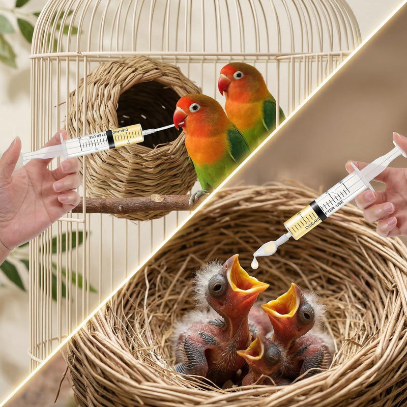 Baby Bird Feeding Syringe, Reusable Manual Bird Feeding Syringe with Spoon Tip and Soft Tube for Milk, Water, Liquid Food, Parrot, Small Pet