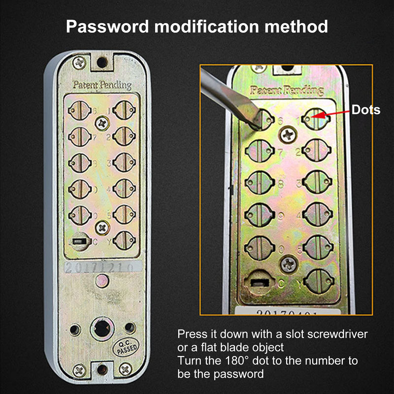 Coded Lock, Security Door Lock Keyless Entry Mechanical Lock Rust Proof Entry Door Lock for Bidirectional Gate Glass Door Wood Door Office Use