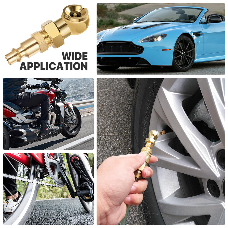 2-Packs Portable Air Chucks, Solid Metal Closed Ball Air Chuck with 1/4" NPT Standard Quick Plug, Tire Inflator Gauge Nozzle for Air Compressor Accessories Coppersurfaced Quick Plug