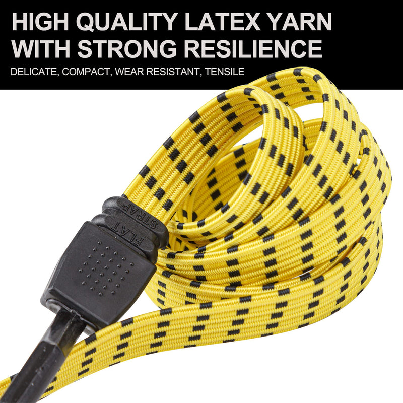 CARTMAN Ultra 48" Black/Yellow Flat Bungee Cord, 4pk x 48" 4