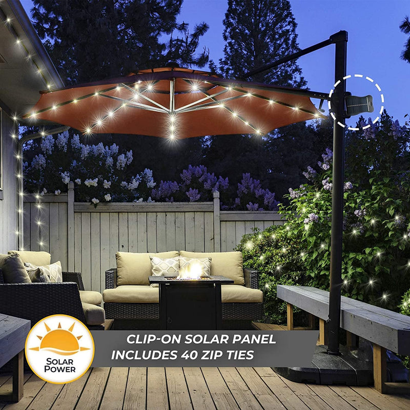 VOOKRY Solar Umbrella Lights Outdoor, Waterproof Solar Powered Patio Umbrella Lights Cordless 8 Modes LED Umbrella Patio Lights for Beach Tent Camping Garden Party Decoration(Warm White) Warm White