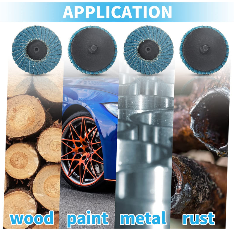 9Pcs 2 inch Zirconia Alumina Quick Change Flap Discs Grit 60 Flat Roll Lock Sanding Disc with Disc Pad Holder for Rotary Tools, Die Grinder Grinding Wheel Accessories Drill Sanding Attachment 60 Grit