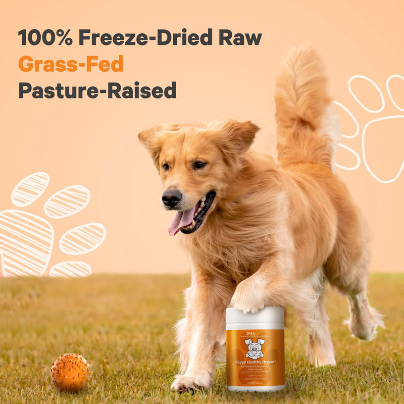 Happy Healthy Organs & Glands Supplement for Dogs, Freeze-Dried Raw Grass-Fed Beef Liver Heart Kidney Spleen Pancreas Bone Marrow, Bovine Thymus Multi Organ Powder, Canine Vitamins, 3 oz - PawsPlanet Australia