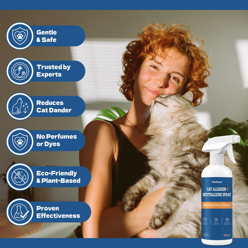 Cat Allergy Relief for Humans - Allergen Neutralizing Spray - Cat Allergy Spray - Cat Dander Remover - Pet Dander Allergy Relief - Natural & Safe - 16.9 fl oz