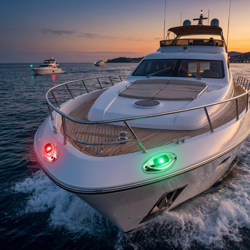 Evgatsauto Boat Navigation Light, 316 Stainless Steel Rubber Pad Bow Light Led Green Red Ip66 1 Nautical Mile Visibility Sailing Lamp, For Pontoons Yachts