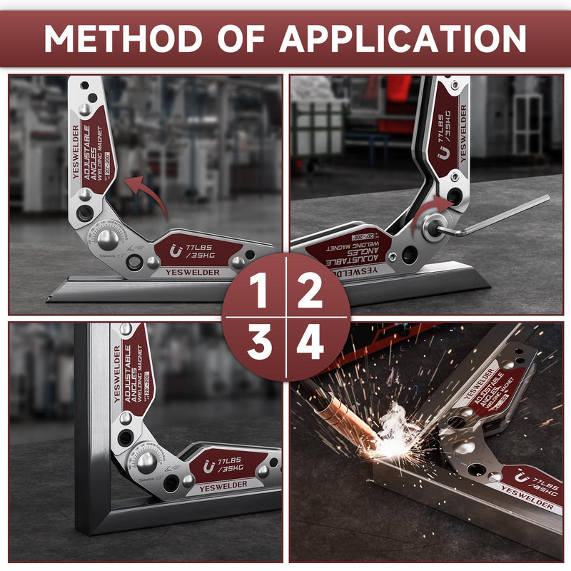 YESWELDER Adjustable Angle Welding Magnet 20-200° Magnetic Welding Holder of 77LBs Holding Power Welding Accessory Medium-77LB
