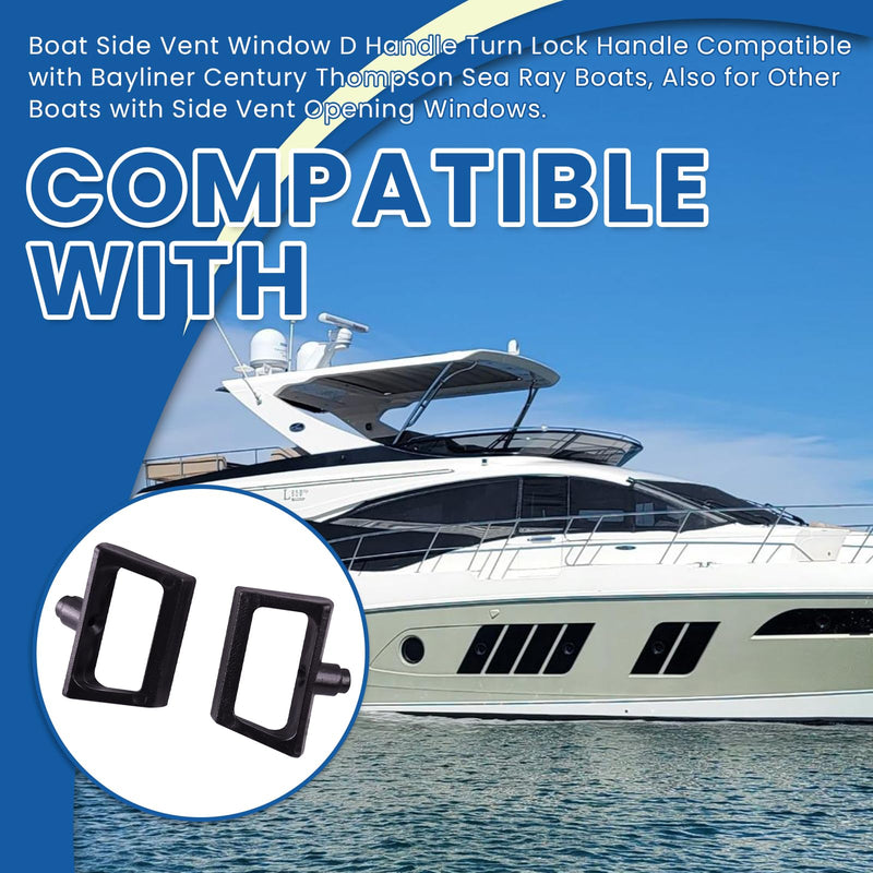 2Pcs Boat Side Vent Window D Handle Turn Lock Handle Compatible with Bayliner Century Thompson Sea Ray Boats (Only the Handle)