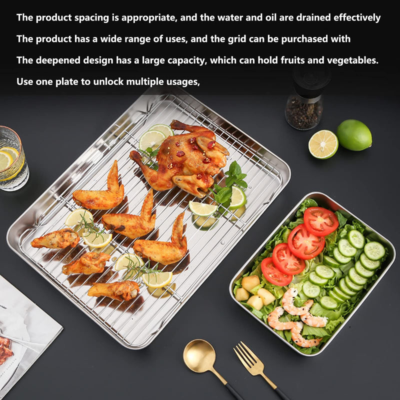 Stainless Steel Roaster, Roasting Pan with Rack, Roasting Pan and Rack Set for Baking Turkey, Chicken, And Veggies(26. * 20. * CM) 26.5*20.5*5CM
