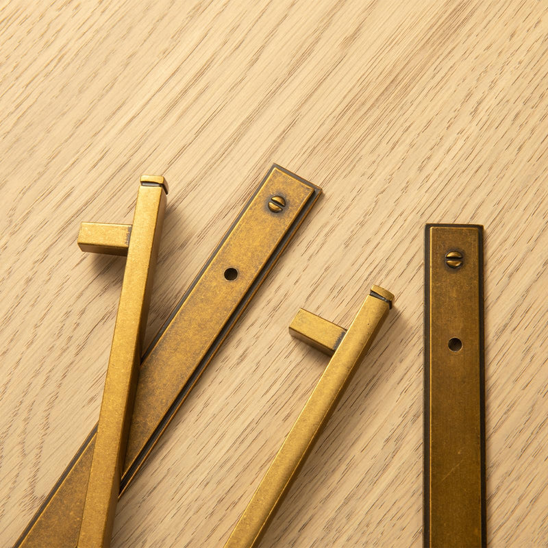 Goo-Ki 2 Pack Antique Brass Cabinet Pulls with Backplate Drawer Handles with Spacer, 5 Inch Hole Center Vintage Brass Zinc Alloy Solid Kitchen Cabinet Hardware