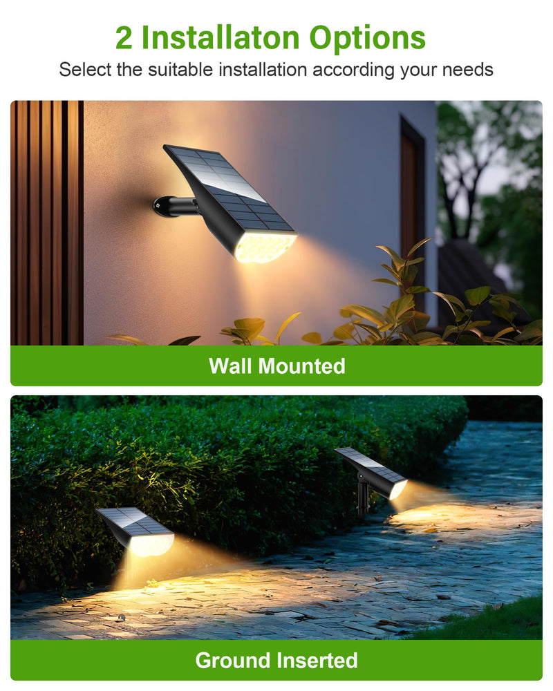 Solar Spot Lights Outdoor, Solar Lights Outdoor Waterproof IP65, 3 Brightness Modes Dusk to Dawn Landscape Spotlights for Yard Garden Pathway Tree Decoration, Warm White, 6 Pack