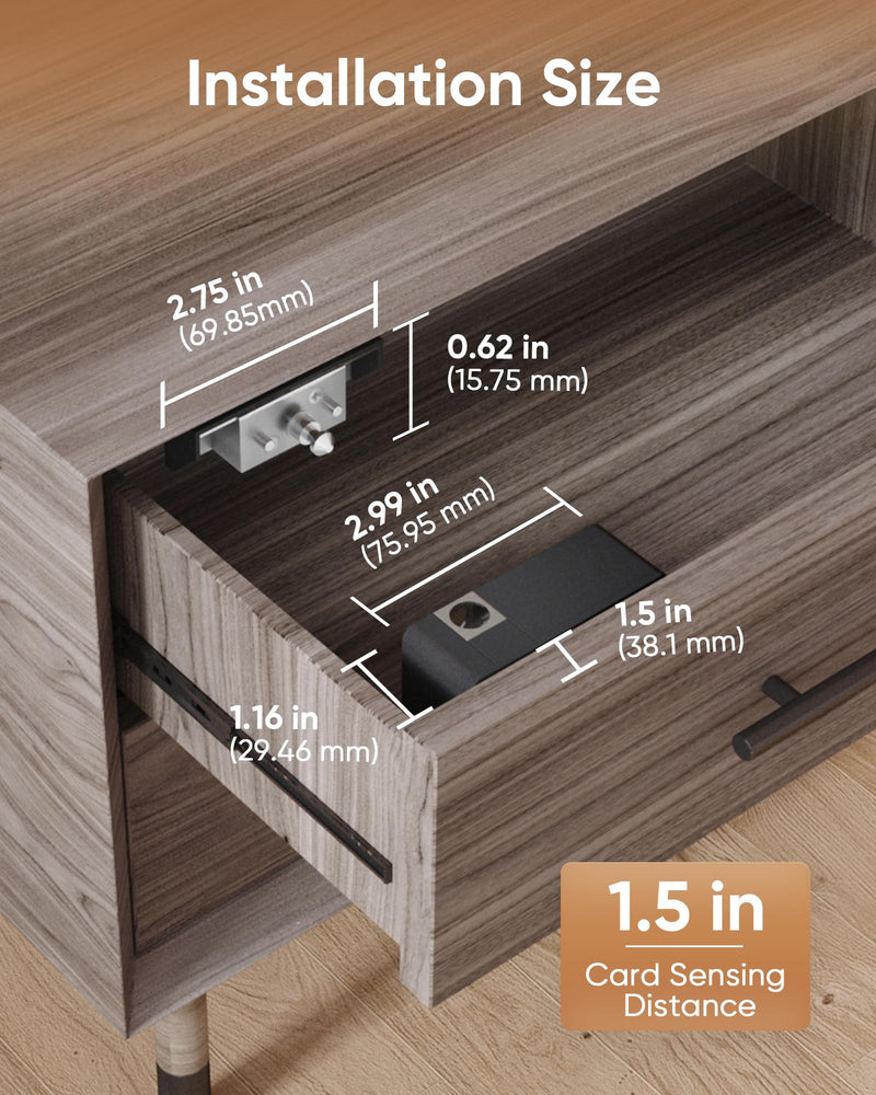 Smart Bluetooth Cabinet Locks Hidden,Safety RFID Kid Keyless Drawer Locks for Adults Children Proof,TTlock APP Compatible with Alexa & Google Home Smart Lock Cupboard,No Drilling,NFC,Card,Key Black Tuya APP