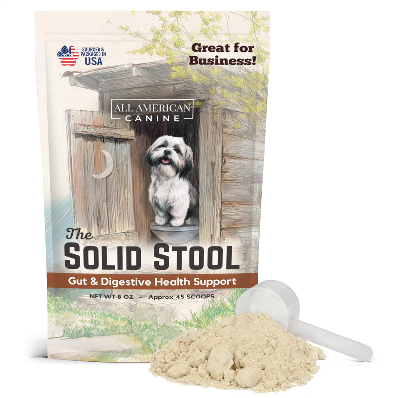All American Canine The Solid Stool Pumpkin for Dogs Stool Hardener & Fiber - Anal Gland Support Powder with Probiotics & Digestive Enzymes - Fast Acting Gut Health - Made in USA - Beef Broth, 8oz