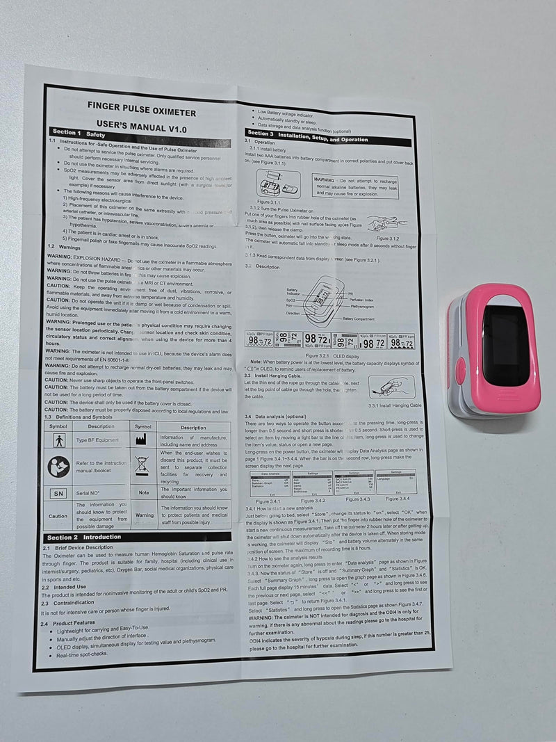 Aloway Finger Oxygen Monitor, Pulse OX, Pulse Oximeter Fingertip, Oxygen Monitor Fingertip with Pulse Monitor, SpO2 Reading Home Outdoor Sports, Pulse Oximeter(Pink) pink
