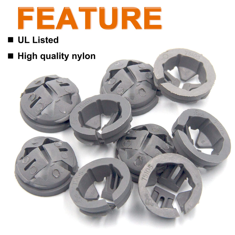 ISPINNER 20pcs 3/8 Inch Trade Size Non-Metallic Button Push-in Cable Connectors, Fits for 1/2 Inch Knockouts 20