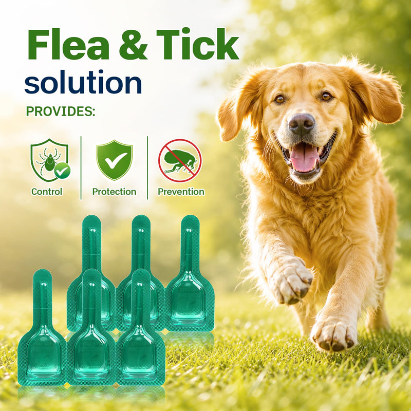 Flea and Tick Prevention for Small Dogs, Waterproof Topical Dog Flea and Tick Fast-Acting at Home, 6 Doses Control for Dogs 5-22 lbs