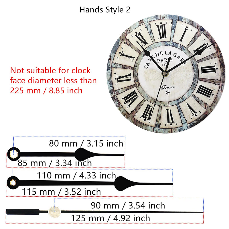 Youngtown 12888 Snap in Type 4.5mm Hour Shaft Length Continuous Sweep Non Threaded Quartz Clock Movement 8mm Total Shaft Length (A Hands). Total minute hand :105 mm (4.13 inch)