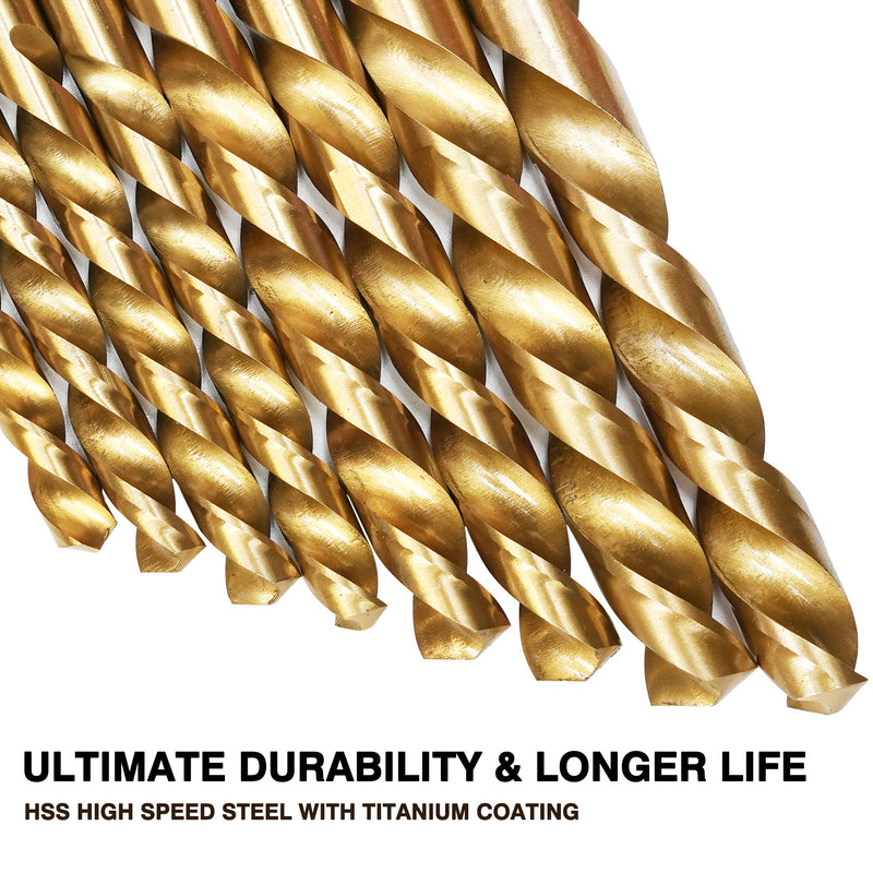 99 Pcs Drill Bit Set, 135° Tip Titanium Coated High Speed Steel, Twist Drill Bit Kit for Iron, Aluminum Alloy, Copper, Wood, Plastic, with Hard Storage 1/16"-3/8" 99PCS