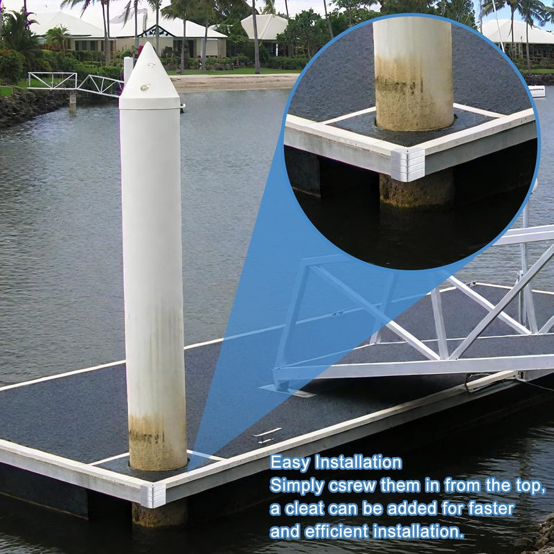 Pontoon Corner Cap 2 Pack Deck Corner Cap Heavy Duty Aluminum Height 3-1/8in to 3-3/16in Top 3-1/8in to 3-3/16in for 90 Deg Rounded Corner
