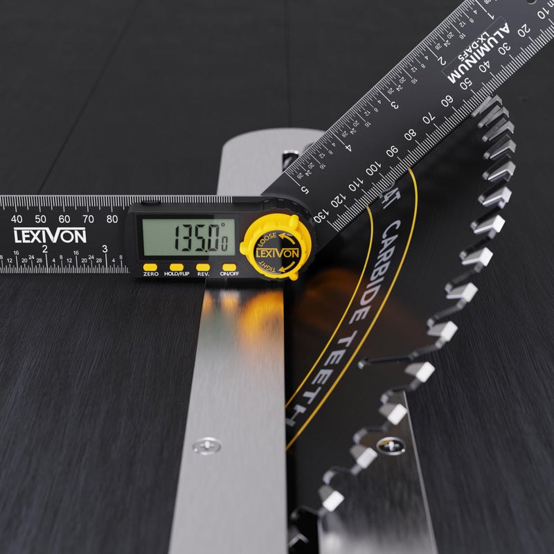 LEXIVON Aluminum Digital Angle Finder Gauge, 7-inch/180mm Multi-Purpose Protractor, Includes XL Display and Rugged Zippered Pouch (LX-DAF7) - NewNest Australia