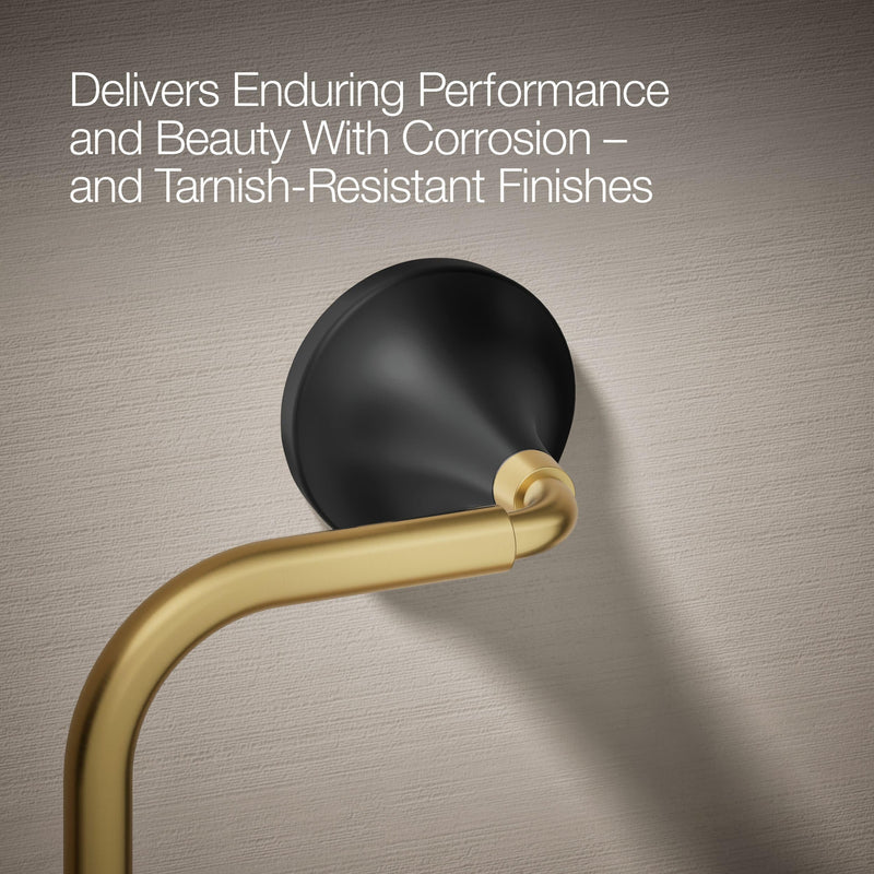 Kohler 27428-BMB Tone-Towel Ring, Matte Black w/Moderne Brass