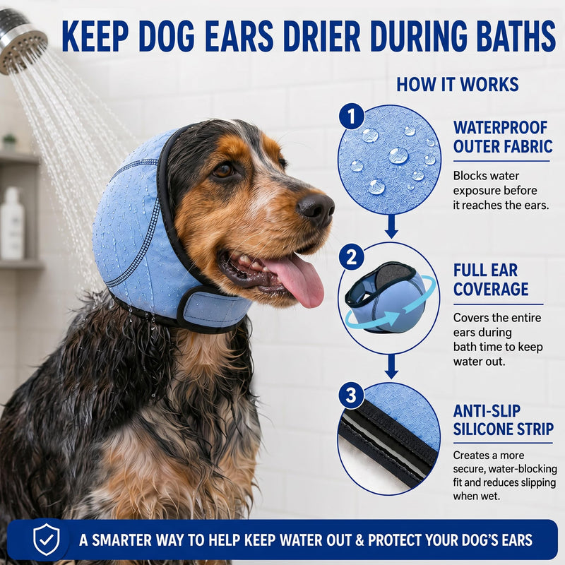 HOFi Waterproof Dog Ear-Covers for Bath: Block 99% of Water from Dog Ears