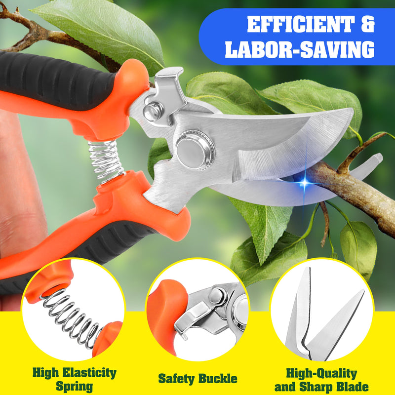 4 Pack Garden Pruning Shears, Stainless Steel Garden Shears, Gardening Shears, Garden Scissors, Garden Clippers, Pruning Snips, Pruning Shears for Gardening Tools (4PCS Yellow Orange Green) 4pcs Yellow Orange Green
