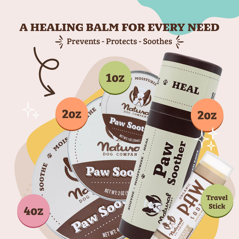 Natural Dog Company PAWDICURE Bundle, Paw Soother + PawTection Dog Paw Balms, Protect and Heal Dry, Cracked Dog Paw Pads, Organic, All Natural Ingredients, 1oz Tins - PawsPlanet Australia