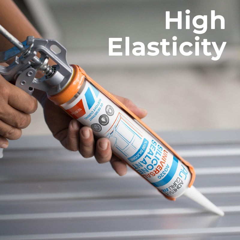 Adhesive Guru All Purpose Clear Silicone Sealant Waterproof (12 x 10.15 fl.oz.), 100% Silicone Caulk, Weatherproof & Flexible Adhesive Sealant for Indoor and Outdoor Use, Transparent -12 Pack 12 Pack 10.15 fl oz