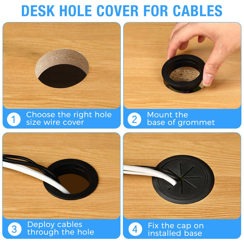 Desk Grommet 2" (50 mm), Desk Hole Cover for Cables White, Cable Grommet ABS Plastic, Desk Hole Grommet for Office and Home Table Cable, Detachable & Flexible Cable Cord Organizer-2 Pcs 2" (50 mm) 2 pcs White