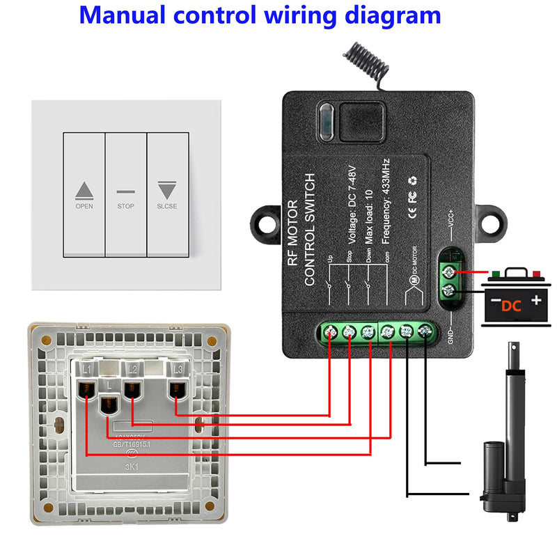 Forward Reverse Remote Control Switch,Linear Actuator 12V Remote Control Switch,DC7V-48V 10A Remote Control Switch,328 Feet Remote Control Range,for Motors,Winch Electromagnetic Relay Contactors 7V-48V DC