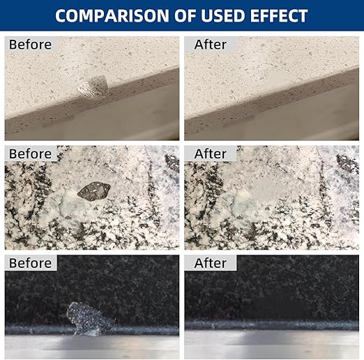 Marble and Granite Repair kit Porcelain Marble Stone and Quartz Countertops Repair kit for Chips Dents Cracks Holes Scratchs, Fix Chipped Edges Corners, Reattaches or rebuilds Missing Pieces - NewNest Australia