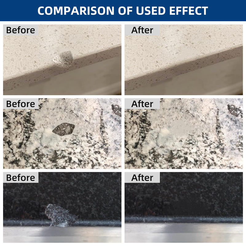 Marble and Granite Repair kit Porcelain Marble Stone and Quartz Countertops Repair kit for Chips Dents Cracks Holes Scratchs, Fix Chipped Edges Corners, Reattaches or rebuilds Missing Pieces