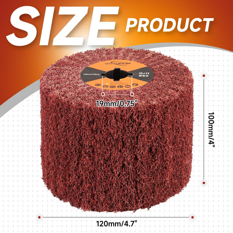 Non-Woven Wheel Surface Conditioning Tool, 80 Grit 120 x 100 x 19 mm Abrasive Drawing Polishing Wheel for Wood Metal Burnishing Wheel 4.7"x 4"