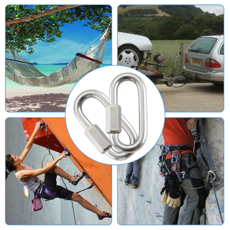5/32" Quick Chain Link,10 Pack Stainless Steel Chain Quick Link,Small Locking Carabiner Threaded,Chain Connector,HOME MASTER HARDWARE