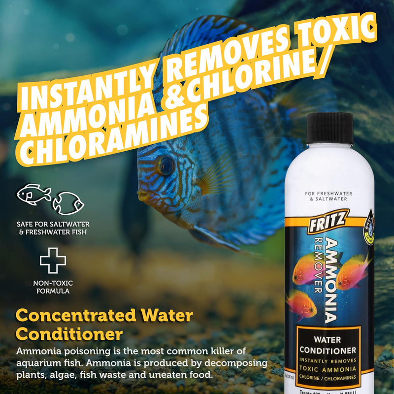 Fritz Aquatics ACCR Water Conditioner Instantly Removes Toxic Ammonia/Chlorine & Chloramines for Fresh & Salt Water Aquariums (8-Ounce) 8 oz