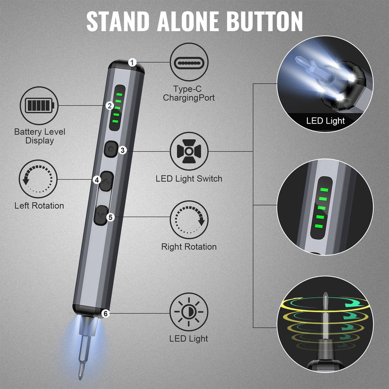 Mini Electric Screwdriver 3.7V, Cordless Screwdriver Set, Precision Electric Screwdriver 72-in-1 Magnetic Bits, Rechargeable Portable Repair Tool Kit for Electronics Laptops Glasses Clocks 72 Black