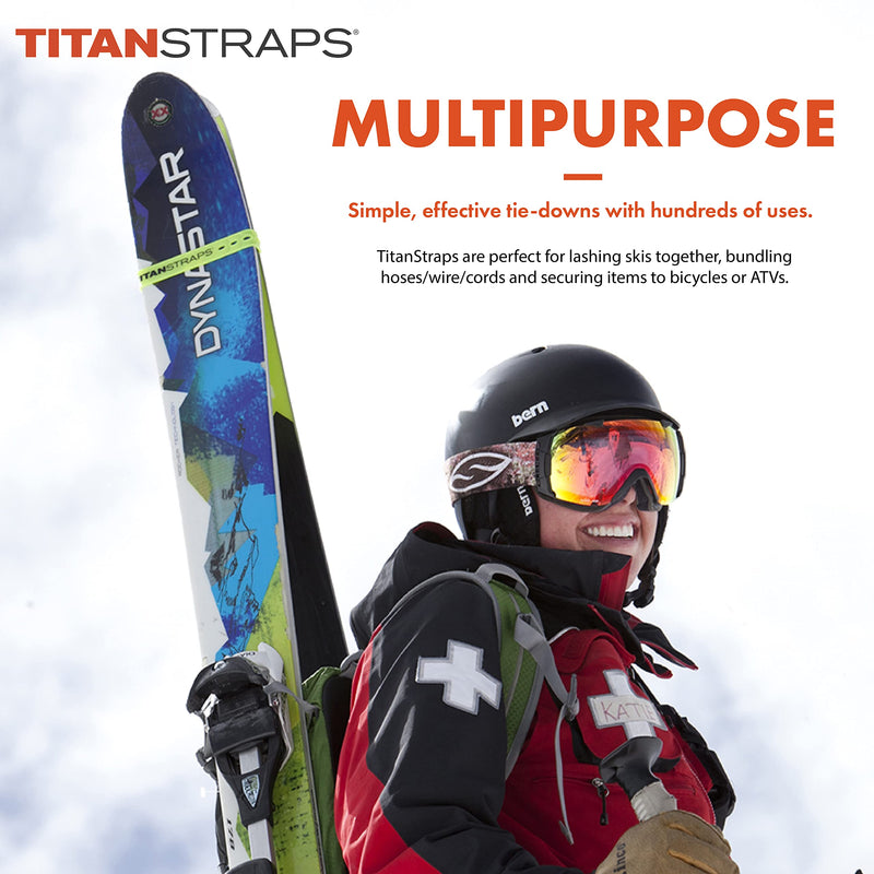 Titan Utility Straps – Easy-to-Use, Reliable Tension Straps for Securing Bike & Moto Gear, Skis, Garden Hoses, Field Repairs – Use in Frigid Temp – 60 lb.Working Load, 14" Length, Ocean Blue, 4-Pack 14" Length / 4 Pack