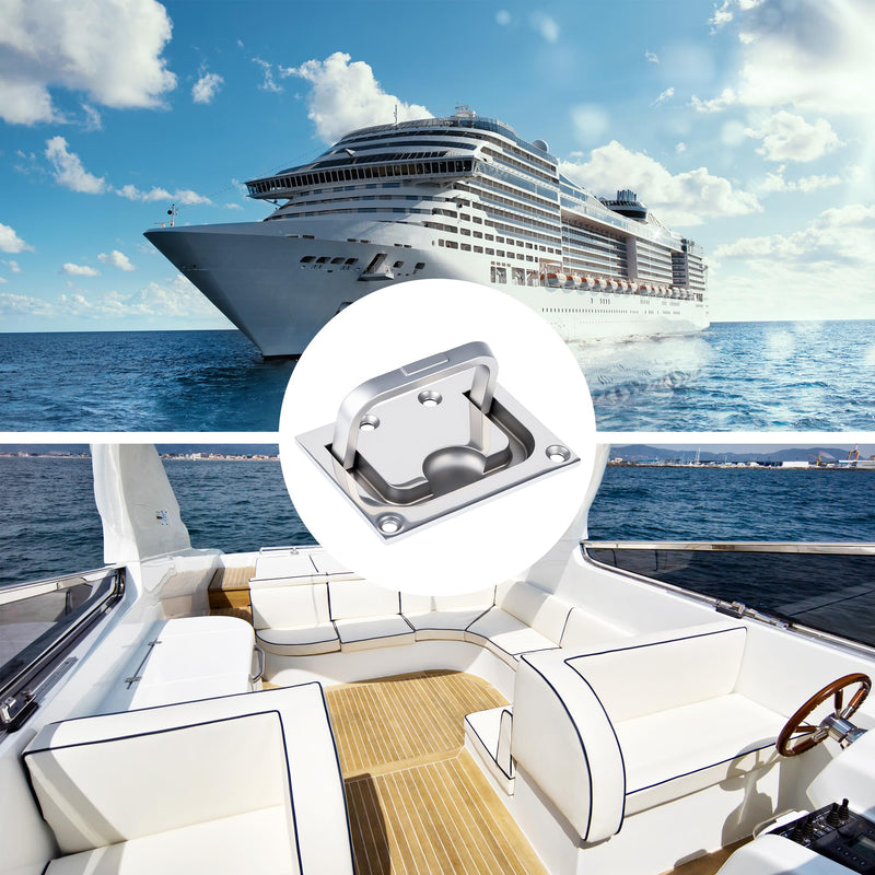 Starry 4pc Boat Hatch Handle 316 Stainless Steel Hatch Pull Flush Lift Boat Ring Hatches Pull Handle Recessed Door Pull with Mount Screws for Deck Drawer(4 Pack) 4