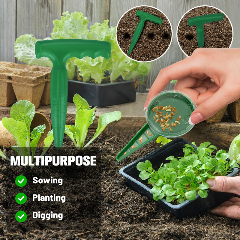 4Pcs Bulb Planter Tool - Widger and Dibber for Planting - Garden Dibber Tool for Vegetable and Flowers Seeding Easy Transplanter