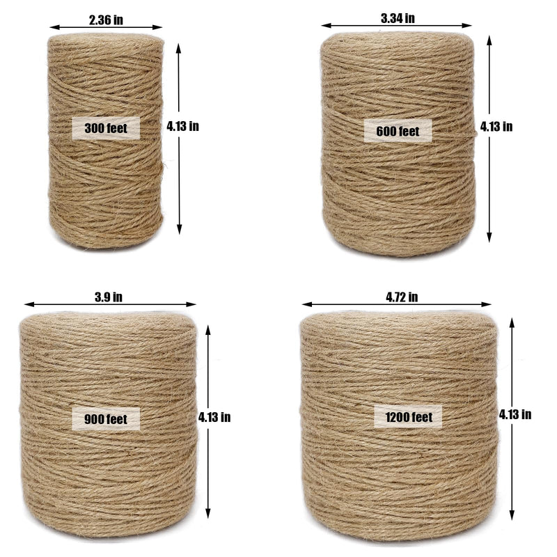 Leecogo 2mm Jute Twine 300 Feet 3Ply Twisted Heavy Duty Brown Twine String Ribbon for Arts Crafts DIY Project Gardening Packing Materials 300.0 Feet