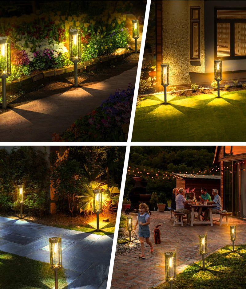 Solar Pathway Lights Outdoor 6 Pack, Bright Solar Path Lights Outside Waterproof, Walkway Light Solar Powered Landscape Lights for Driveway Lawn Patio Sidewalk Yard 6Pack Warm White
