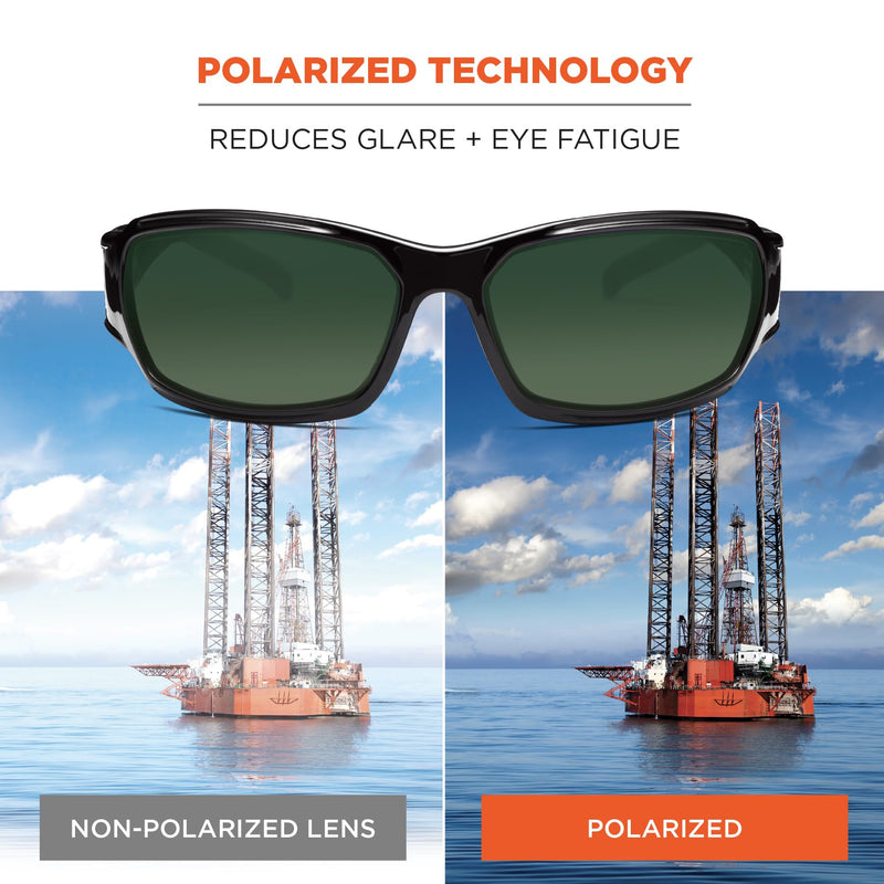 Ergodyne - 51071 Skullerz Thor Polarized Safety Sunglasses - Black Frame, Polarized G15 Lens Black Frame, G15 Lens