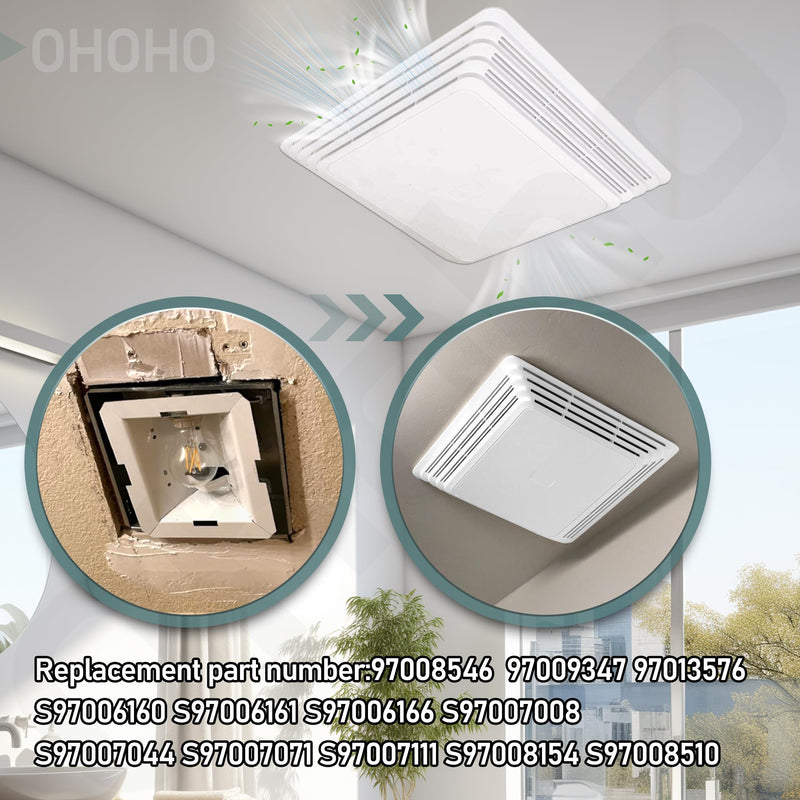 S97013576 Bathroom Fan Cover Grille - by Ohoho - Compatible with Broan NuTone Bathroom Fan 676 684 684NT 2684F 576 (Pack of 2) 10-5/8-Inch by 11-1/8-Inch (Pack of 2)
