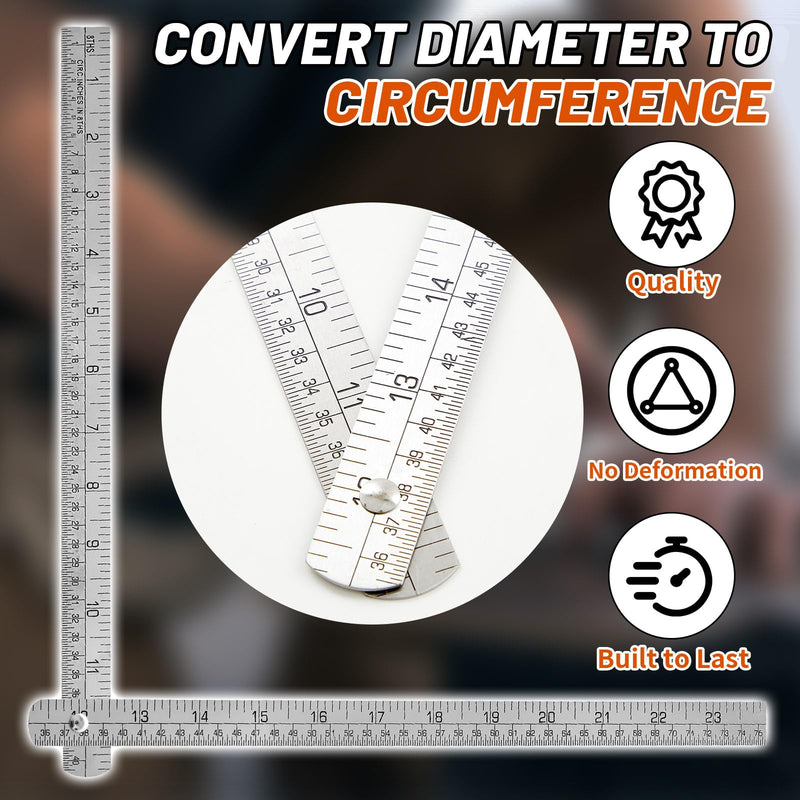 Tellegloww 1 Pcs Steel Ruler 3/4 in x 2 ft Folding-Rule Measuring Tool for Machinist Tinner Circumference Measurement Metalworking Industrial Drawing Engineering Steel 3/4 in x 2 Ft Silver