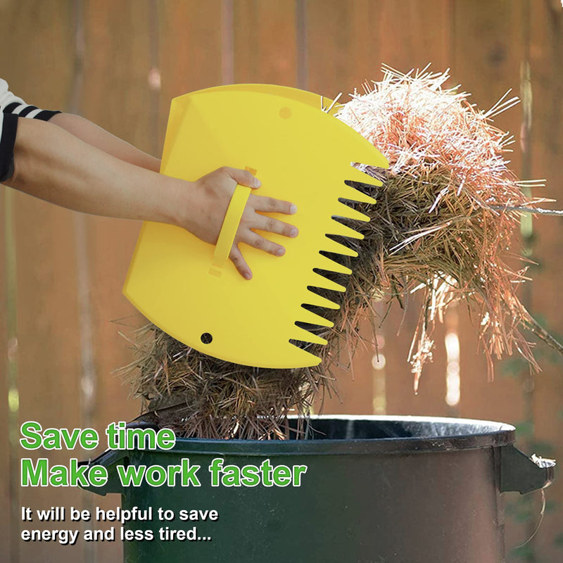 Leaf Scoops Hand Rakes, Large Leaf Grabbers for Yard Work and Garden Use, Clear and Collect Garden Rake, Leaf Scooper and Claws for Leaves, Lawn Debris, and Trash Cleanup, Yellow light yellow