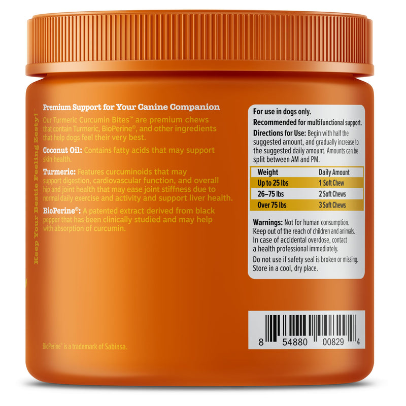 Zesty Paws Turmeric Curcumin for Dogs - for Hip & Joint Mobility Supports Canine Digestive Cardiovascular & Liver Health - Coconut Oil for Skin Health with 95% Curcuminoids + BioPerine Bacon, 90 Count 90 Count (Pack of 1)