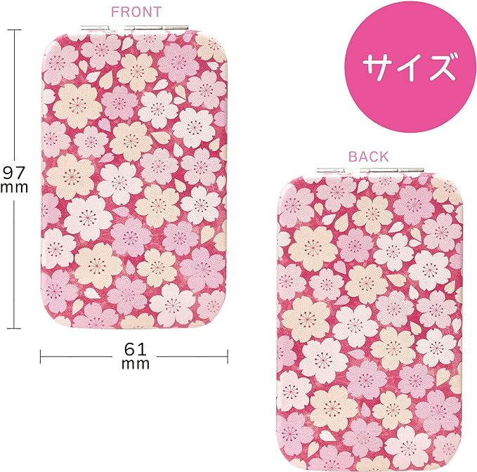[Cherry Blossom Romant] Compact Mirror, Hand Mirror, Portable, Folding Mirror, Double Magnification, Cute, Cherry Blossom Pattern (Cherry Blossom Design A) - NewNest Australia